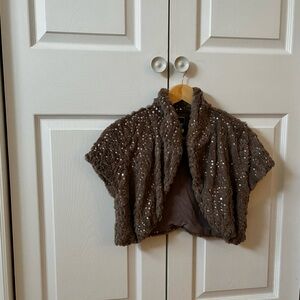 RARE Vintage Simons Faux fur sequinned bolero shrug